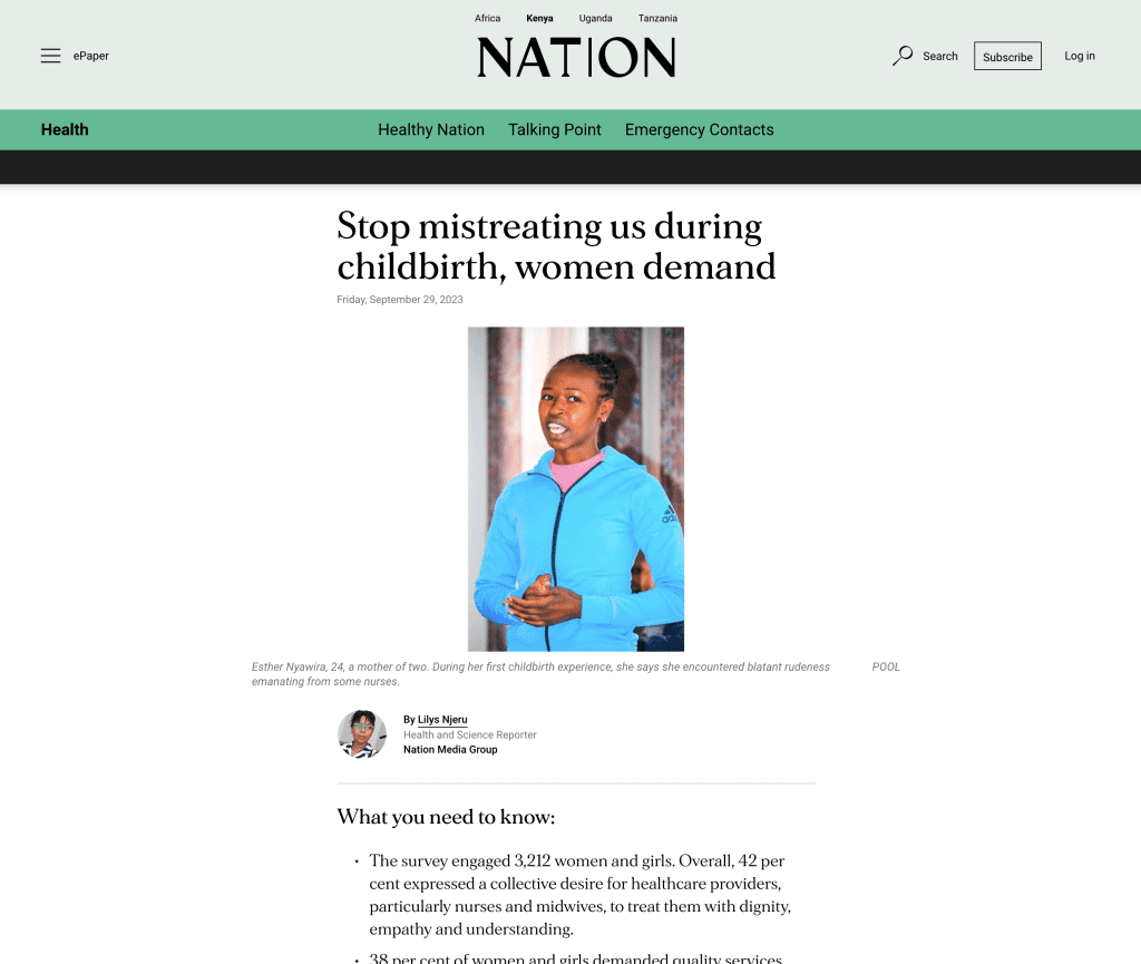 Stop mistreating us during childbirth, women demand – WRA Kenya Feature by Nation Media